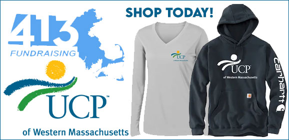 413Shirts Fundraising banner ad to support UCP of Western Massachusetts